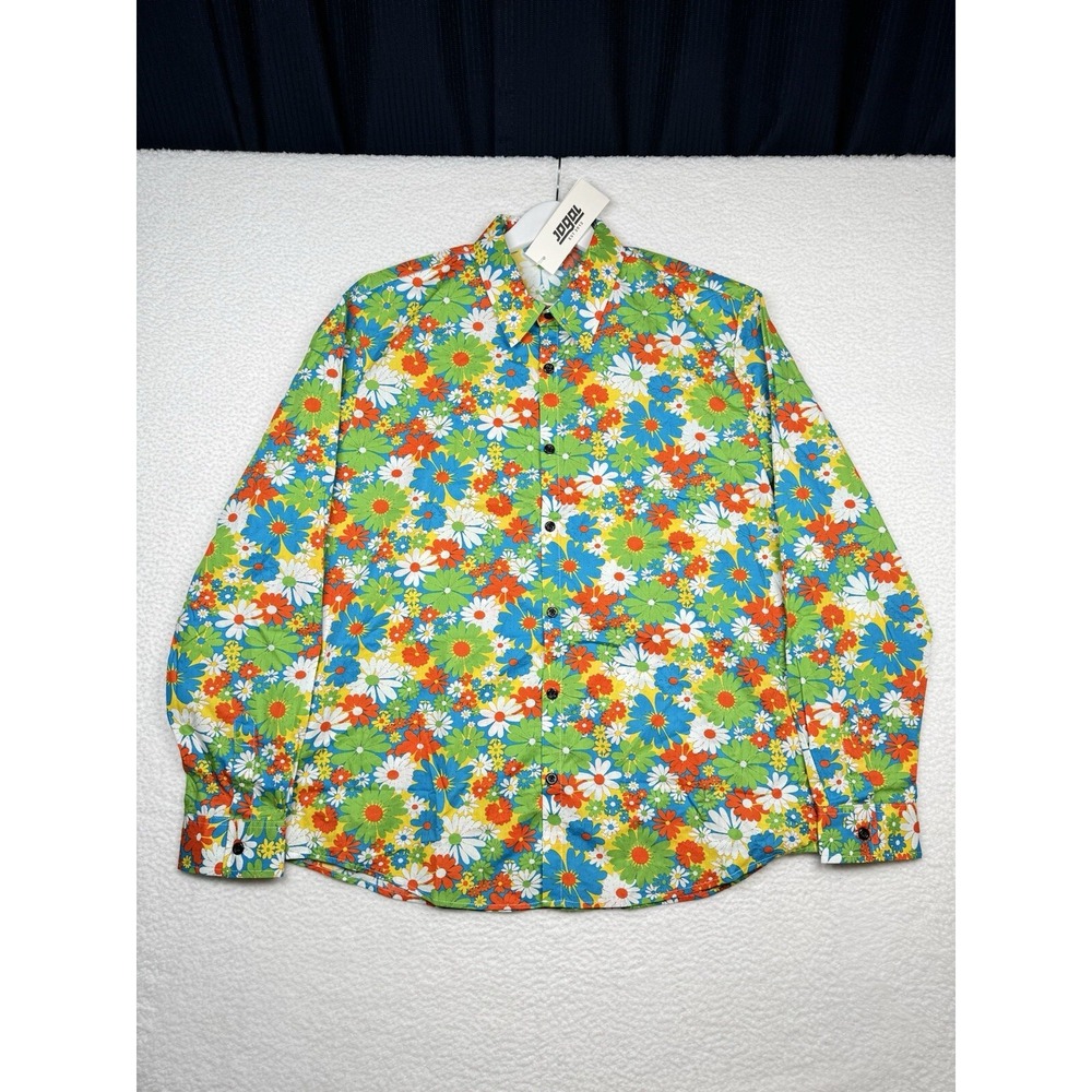 NEW - Jogal Button Up Shirt Hippe Green Blue Orange Floral - Men's XL